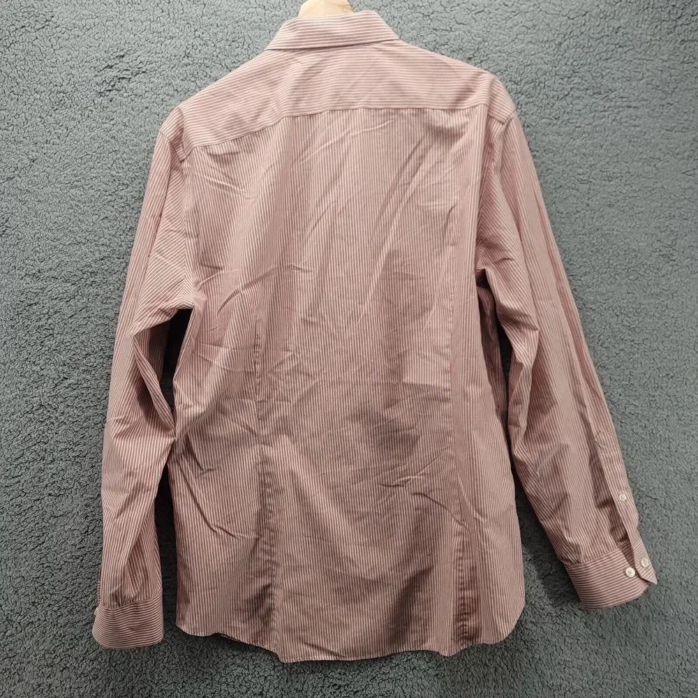 Banana Republic Shirt mens Large Pink stripped Non iron slim‎ fit Long Sleeve
